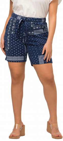 Ulla Popken Paisley Pull On Shorts Blue - Teksad & Püksid Suuremates Suurustes – Plus Size - 