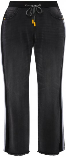 Ulla Popken Side Stripe Stretch Fit Boyfriend Jeans Black - Teksad & Püksid Suuremates Suurustes – Plus Size - 