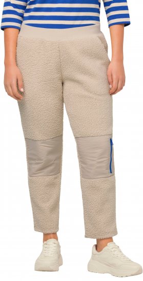 Ulla Popken Teddy Fleece Knee Patch Pants Beige - Teksad & Püksid Suuremates Suurustes – Plus Size - 