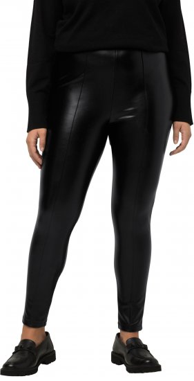 Ulla Popken Faux Leather Leggings Black - Teksad & Püksid Suuremates Suurustes – Plus Size - 