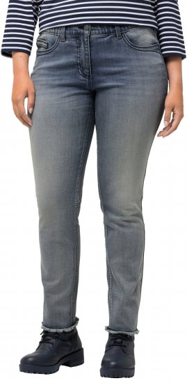 Ulla Popken Fringed Hem Stretch Fit Jeans Blue Denim - Teksad & Püksid Suuremates Suurustes – Plus Size - 