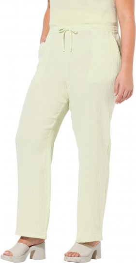 Ulla Popken Muslin Pull On Pants Green - Teksad & Püksid Suuremates Suurustes – Plus Size - 