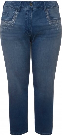 Ulla Popken Rhinestone Detail Stretch Fit Skinny Jeans Blue Denim - Teksad & Püksid Suuremates Suurustes – Plus Size - 