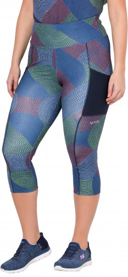 Ulla Popken Quick Dry Cropped Geometric Print Leggings Grey - Teksad & Püksid Suuremates Suurustes – Plus Size - 