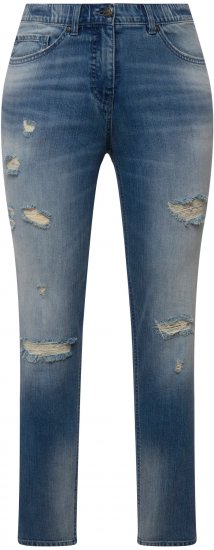 Ulla Popken Distressed Stretch Fit Sarah Jeans Blue - Teksad & Püksid Suuremates Suurustes – Plus Size - 