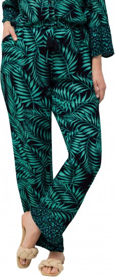 Ulla Popken Palm Leaf Print Elastic Waist Pants Navy - Teksad & Püksid Suuremates Suurustes – Plus Size - 