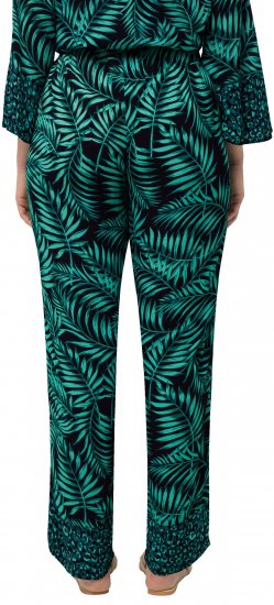 Ulla Popken Palm Leaf Print Elastic Waist Pants Navy - Teksad & Püksid Suuremates Suurustes – Plus Size - 