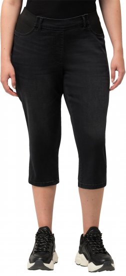 Ulla Popken Sienna Stretch Denim Capris Black - Teksad & Püksid Suuremates Suurustes – Plus Size - 
