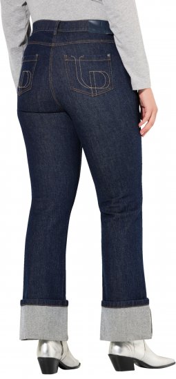 Ulla Popken Turn Up Hem Wide Leg Mary Jeans Grey Denim - Teksad & Püksid Suuremates Suurustes – Plus Size - 
