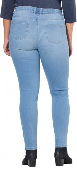 Ulla Popken Rhinestone Detail Stretch Fit Jeans Light Blue Denim - Teksad & Püksid Suuremates Suurustes – Plus Size - 