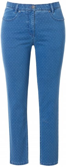 Ulla Popken Polka Dot Stretch Fit Jeans Blue Denim - Teksad & Püksid Suuremates Suurustes – Plus Size - 