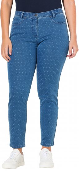Ulla Popken Polka Dot Stretch Fit Jeans Blue Denim - Teksad & Püksid Suuremates Suurustes – Plus Size - 