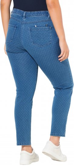 Ulla Popken Polka Dot Stretch Fit Jeans Blue Denim - Teksad & Püksid Suuremates Suurustes – Plus Size - 