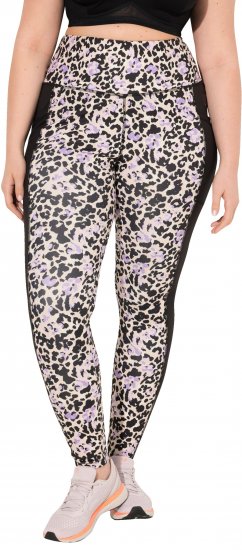 Ulla Popken Leopard Print Quick Drying Leggings Black - Teksad & Püksid Suuremates Suurustes – Plus Size - 