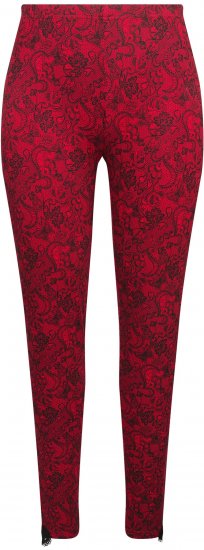 Ulla Popken Lace Print Leggings Red - Teksad & Püksid Suuremates Suurustes – Plus Size - 