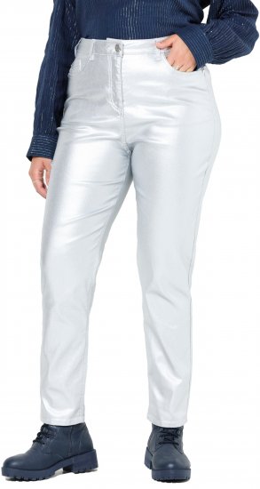 Ulla Popken Metallic Stretch Fit Mom Jeans Silver - Teksad & Püksid Suuremates Suurustes – Plus Size - 
