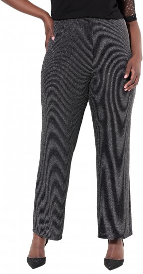 Ulla Popken Sparkling Pinstripe Elastic Waist Pants Black - Teksad & Püksid Suuremates Suurustes – Plus Size - 