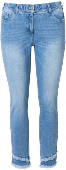 Ulla Popken Double Fringe Hem Stretch Fit Jeans Light Blue Denim - Teksad & Püksid Suuremates Suurustes – Plus Size - 