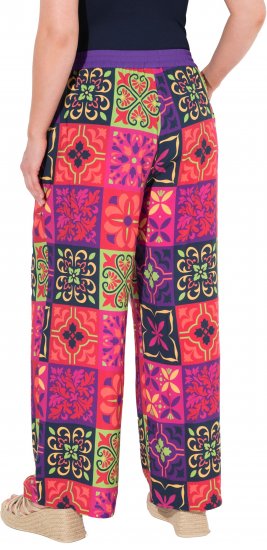 Ulla Popken Tile Print Wide Leg Palazzo Pants Purple - Teksad & Püksid Suuremates Suurustes – Plus Size - 