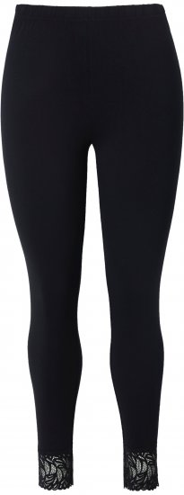 Ulla Popken Lace Trim Leggings Black - Teksad & Püksid Suuremates Suurustes – Plus Size - 