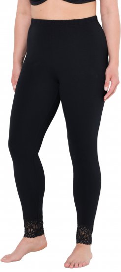 Ulla Popken Lace Trim Leggings Black - Teksad & Püksid Suuremates Suurustes – Plus Size - 