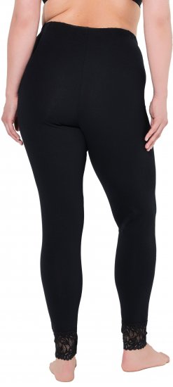 Ulla Popken Lace Trim Leggings Black - Teksad & Püksid Suuremates Suurustes – Plus Size - 