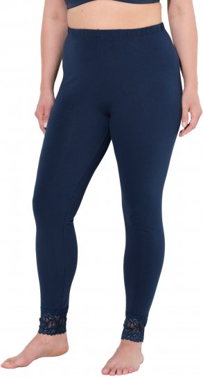Ulla Popken Lace Trim Leggings Navy - Teksad & Püksid Suuremates Suurustes – Plus Size - 