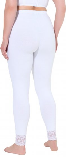 Ulla Popken Lace Trim Leggings White - Teksad & Püksid Suuremates Suurustes – Plus Size - 