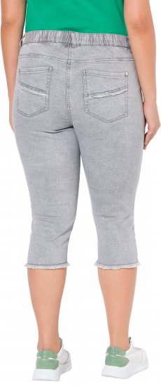 Ulla Popken Denim Fringed Hem Capris Grey - Teksad & Püksid Suuremates Suurustes – Plus Size - 