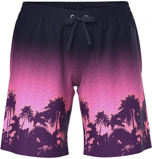 Ulla Popken Active Wide Leg Elastic Waist Palm Tree Pattern Mesh Shorts Black - Teksad & Püksid Suuremates Suurustes – Plus Size - 
