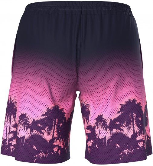 Ulla Popken Active Wide Leg Elastic Waist Palm Tree Pattern Mesh Shorts Black - Teksad & Püksid Suuremates Suurustes – Plus Size - 