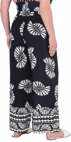 Ulla Popken Fossil Print Elastic Waist Palazzo Pants Black - Teksad & Püksid Suuremates Suurustes – Plus Size - 