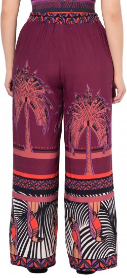 Ulla Popken Mixed Palm Print Elastic Waist Palazzo Pants Red - Teksad & Püksid Suuremates Suurustes – Plus Size - 