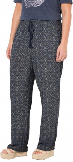 Ulla Popken Geometric Print Elastic Waist Pants Navy - Teksad & Püksid Suuremates Suurustes – Plus Size - 