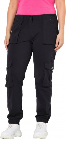 Ulla Popken Elastic Hem Stretch Fit Cargo Pants Black - Teksad & Püksid Suuremates Suurustes – Plus Size - 