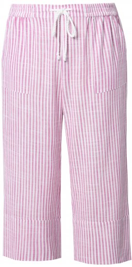 Ulla Popken Coastal Stripe Linen Blend Elastic Waist Culottes Purple - Teksad & Püksid Suuremates Suurustes – Plus Size - 