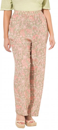 Ulla Popken Safari Print Elastic Waist Pants Green - Teksad & Püksid Suuremates Suurustes – Plus Size - 