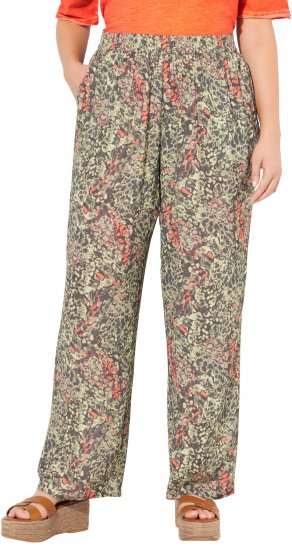 Ulla Popken Crocodile Print Elastic Waist Pants Olive Grey - Teksad & Püksid Suuremates Suurustes – Plus Size - 
