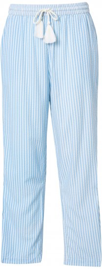 Ulla Popken Seersucker Elastic Waist Pants Blue - Teksad & Püksid Suuremates Suurustes – Plus Size - 