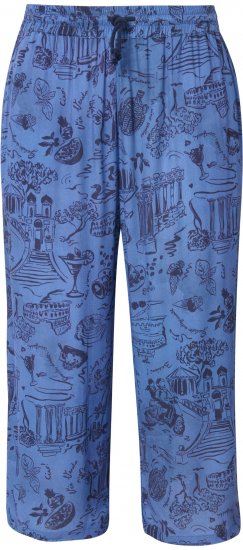 Ulla Popken Italy Print Elastic Waist Culottes Blue - Teksad & Püksid Suuremates Suurustes – Plus Size - 