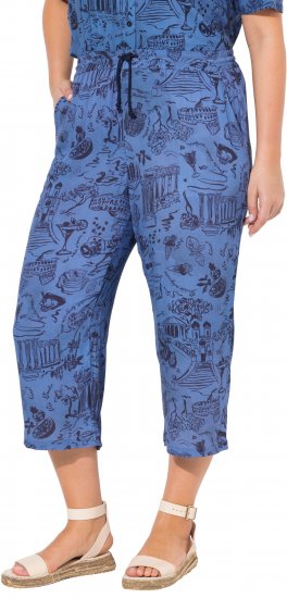Ulla Popken Italy Print Elastic Waist Culottes Blue - Teksad & Püksid Suuremates Suurustes – Plus Size - 