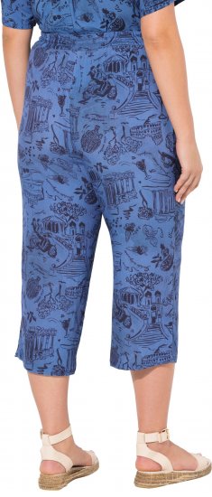 Ulla Popken Italy Print Elastic Waist Culottes Blue - Teksad & Püksid Suuremates Suurustes – Plus Size - 