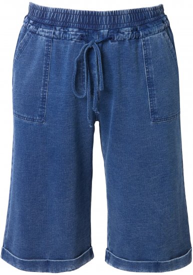 Ulla Popken Indigo Dyed Elastic Waist Jersey Shorts Blue - Teksad & Püksid Suuremates Suurustes – Plus Size - 