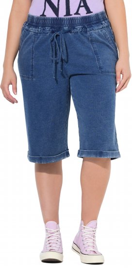 Ulla Popken Indigo Dyed Elastic Waist Jersey Shorts Blue - Teksad & Püksid Suuremates Suurustes – Plus Size - 