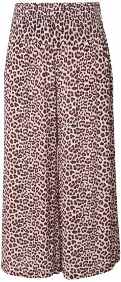 Ulla Popken Rose Wide Leg Elastic Waist Leopard Pattern Culottes White - Teksad & Püksid Suuremates Suurustes – Plus Size - 