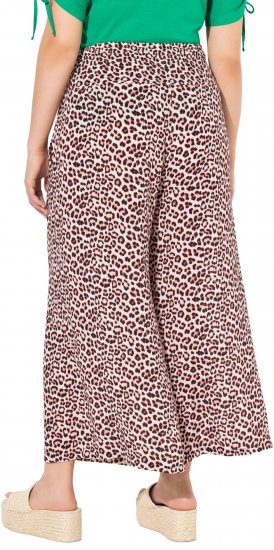Ulla Popken Rose Wide Leg Elastic Waist Leopard Pattern Culottes White - Teksad & Püksid Suuremates Suurustes – Plus Size - 