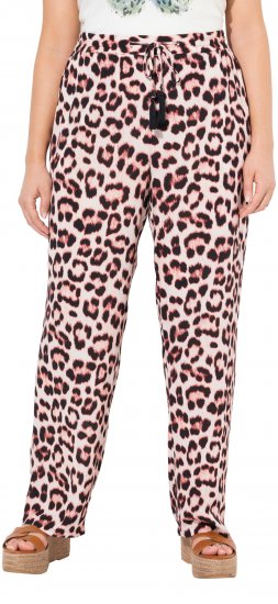 Ulla Popken Leopard Print Elastic Waist Pants White - Teksad & Püksid Suuremates Suurustes – Plus Size - 