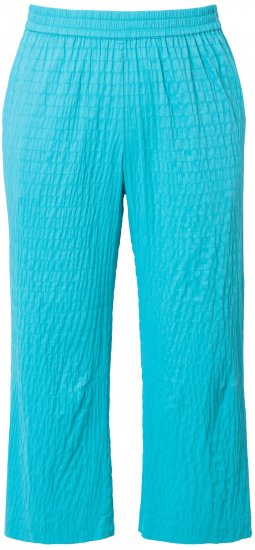 Ulla Popken Textured Elastic Waist Cropped Pants Deep Aqua - Teksad & Püksid Suuremates Suurustes – Plus Size - 