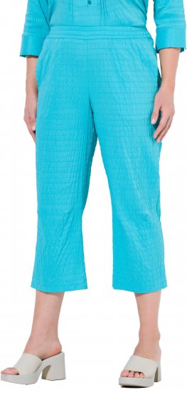 Ulla Popken Textured Elastic Waist Cropped Pants Deep Aqua - Teksad & Püksid Suuremates Suurustes – Plus Size - 