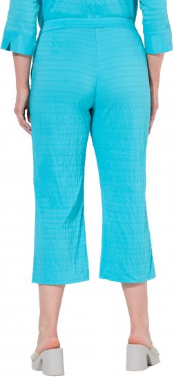 Ulla Popken Textured Elastic Waist Cropped Pants Deep Aqua - Teksad & Püksid Suuremates Suurustes – Plus Size - 